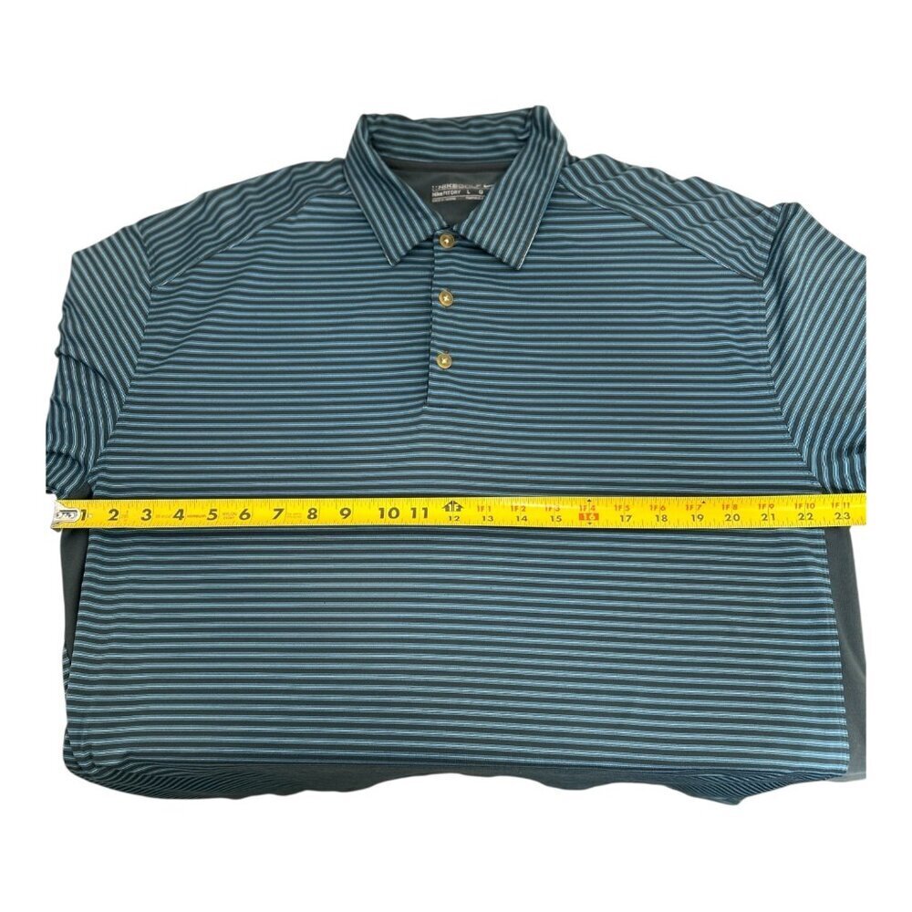 Nike Fit Dry Golf Men's Green Striped Pullover Polo Size‎ Large Outdoor Preppy - Picture 7 of 8